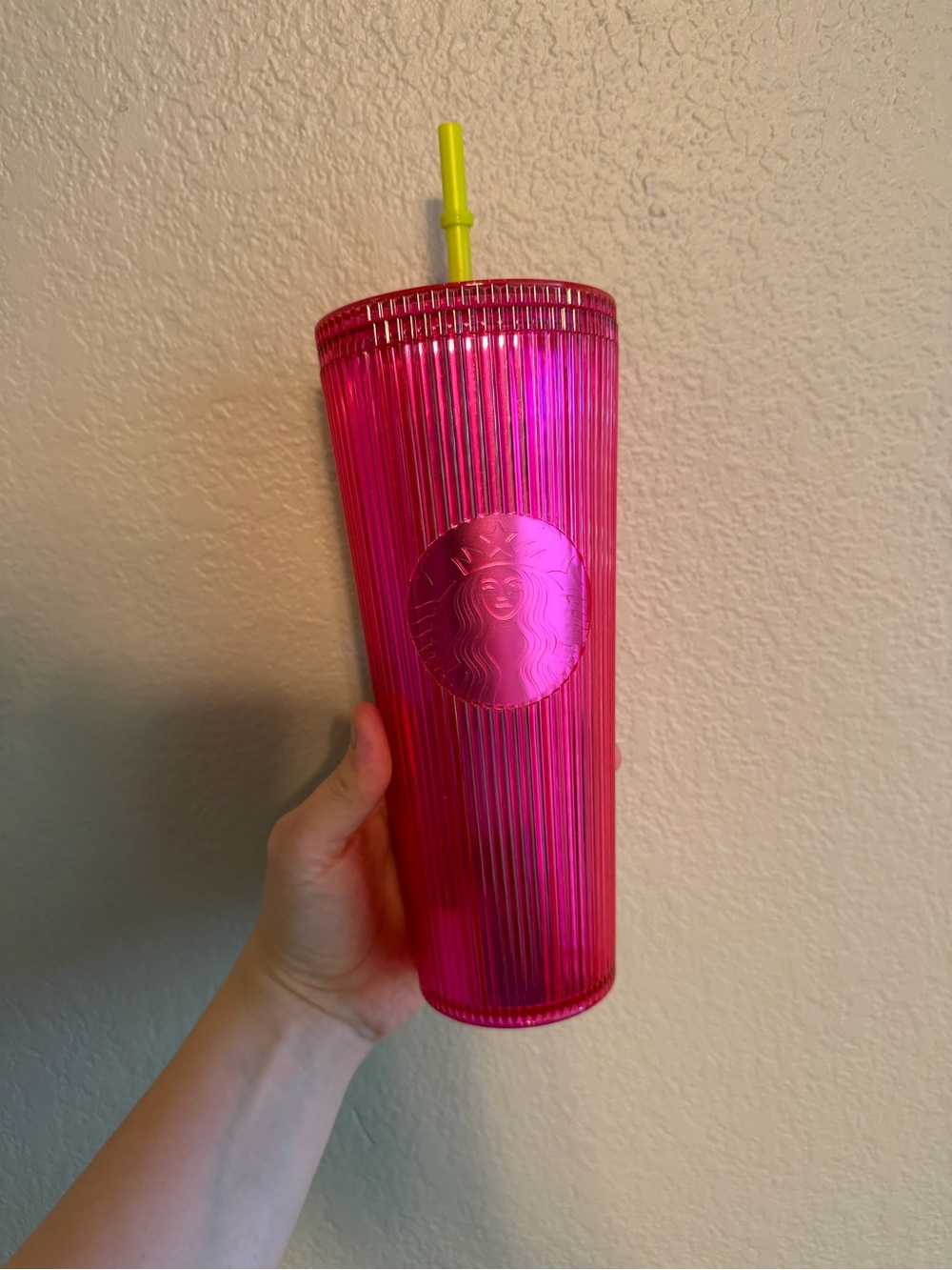Starbucks Summer 2023 Pleated Neon Magenta Pink Venti Tumbler